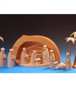 Schalling, crèche moderne Crèche De Noël En Bois|Grotte Pour Crèche De Noël En Bois D'Aulne, 39 Cm