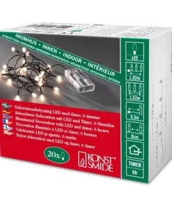 Konstsmide, guirlandes lumineuses de Noël Guirlande Lumineuse Intérieure À Led|Guirlande Led A Pile ,20 Diodes Rondes