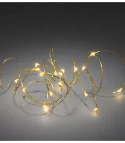Konstsmide, guirlandes lumineuses de Noël Guirlande Lumineuse Intérieure À Led|Guirlande Led A Pile, 20 Diodes Ambrees, Fil Laiton