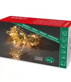 Konstsmide, guirlandes lumineuses de Noël Guirlande Lumineuse Intérieure À Led|Guirlande Lumineuse Décorative A Led, Flocons De Neige Metalliques Dores