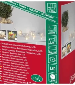 Konstsmide, guirlandes lumineuses de Noël Guirlande Lumineuse Intérieure À Led|Guirlande Lumineuse Décorative A Led, Flocons De Neige Metalliques Dores