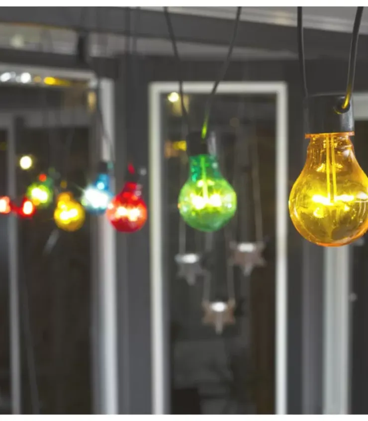 Konstsmide, guirlandes lumineuses de Noël Guirlande Lumineuse Extérieur|Guirlande Lumineuse De Terrasse 10 M Extensible, 10 Ampoules Multicolores