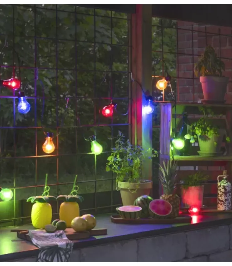 Konstsmide, guirlandes lumineuses de Noël Guirlande Lumineuse Extérieur|Guirlande Lumineuse De Terrasse 10 M Extensible, 10 Ampoules Multicolores