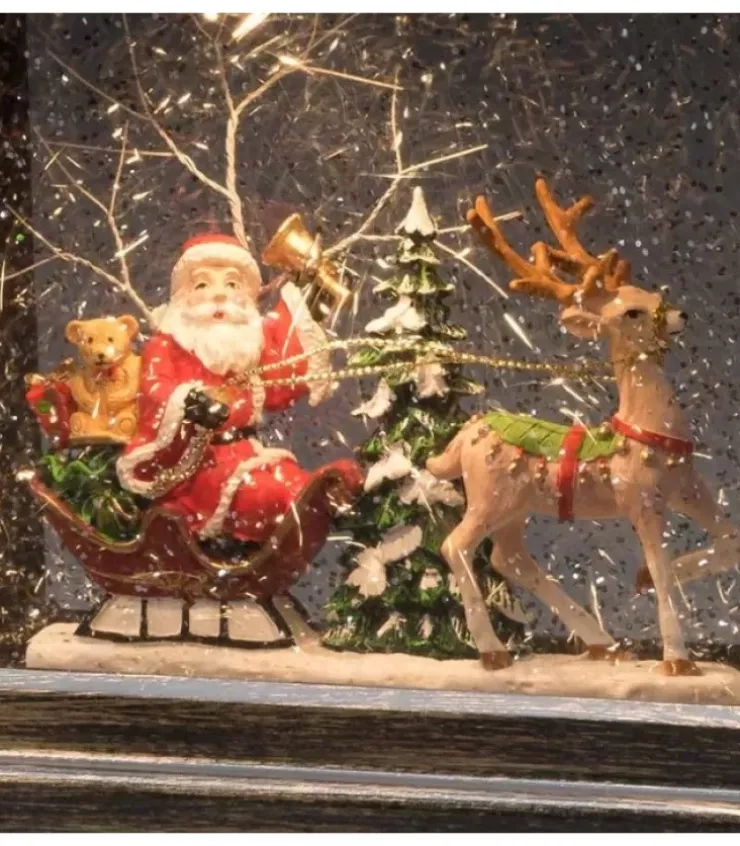Konstsmide, guirlandes lumineuses de Noël Lanternes De Noël À Neige|Lanterne À Neige A Led Avec Père Noël Dans Son Traineau, 25 Cm