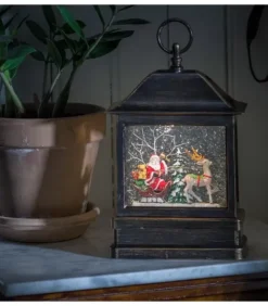 Konstsmide, guirlandes lumineuses de Noël Lanternes De Noël À Neige|Lanterne À Neige A Led Avec Père Noël Dans Son Traineau, 25 Cm