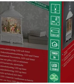 Konstsmide, guirlandes lumineuses de Noël Lanternes De Noël À Neige|Lanterne De Noël Blanche, 4 Bonshommes De Neige Avec Oiseaux