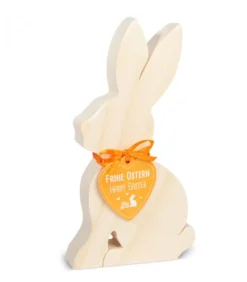 Waldfabrik, photophore en bois et étoile sapin de Noël Lapins En Bois De Paques|Lapin En Bois Naturel, 15 Cm