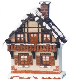 Hubrig, figurines pour enfant Village De Noël Miniature|Maison Eclairee Pour Village De Noël Miniature Winterkinder, Maison Avec Balcon