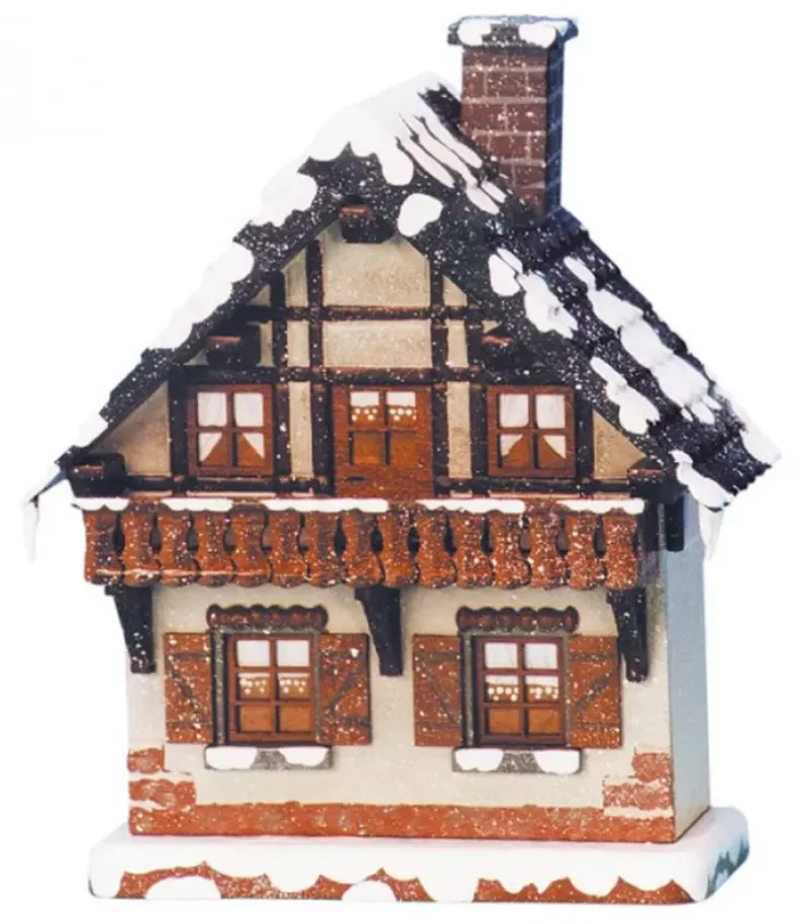 Hubrig, figurines pour enfant Village De Noël Miniature|Maison Eclairee Pour Village De Noël Miniature Winterkinder, Maison Avec Balcon
