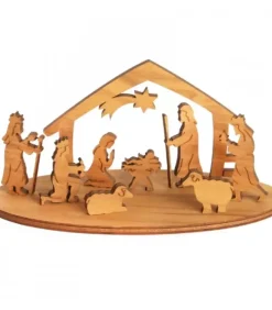 Waldfabrik, photophore en bois et étoile sapin de Noël Crèche De Noël En Bois|Mini Crèche De Noël Avec Personnages En Bois D'Olivier, 5 Cm