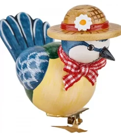 Hubrig, figurines pour enfant Oiseau Décoratif|Oiseau Décoratif, Mesange Bleue Et Noeud Rouge, 6 Cm