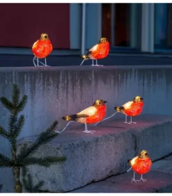 Konstsmide, guirlandes lumineuses de Noël Oiseaux Lumineux Et Animaux Lumineux|Oiseaux Lumineux Led, 5 Rouge-Gorge
