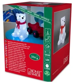 Konstsmide, guirlandes lumineuses de Noël Oiseaux Lumineux Et Animaux Lumineux|Ours Lumineux A Led En Acrylique Avec Ruban Rouge, 18 Cm
