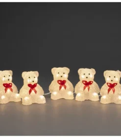 Konstsmide, guirlandes lumineuses de Noël Oiseaux Lumineux Et Animaux Lumineux|Oursons Lumineux A Led En Acrylique Avec Ruban Rouge, 12 Cm
