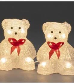Konstsmide, guirlandes lumineuses de Noël Oiseaux Lumineux Et Animaux Lumineux|Oursons Lumineux A Led En Acrylique Avec Ruban Rouge, 12 Cm