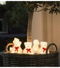 Konstsmide, guirlandes lumineuses de Noël Oiseaux Lumineux Et Animaux Lumineux|Oursons Lumineux A Led En Acrylique Avec Ruban Rouge, 12 Cm