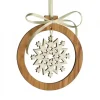 Waldfabrik, photophore en bois et étoile sapin de Noël Décorations En Bois Pour Sapin De Noël|Pendentif En Bois D'Olivier 7Cm, Motif Cristal De Neige N°1