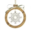 Waldfabrik, photophore en bois et étoile sapin de Noël Décorations En Bois Pour Sapin De Noël|Pendentif En Bois D'Olivier 7Cm, Motif Cristal De Neige N°2