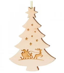 Waldfabrik, photophore en bois et étoile sapin de Noël Décorations En Bois Pour Sapin De Noël|Pendentif Sapin De Noël En Bois, Père Noël Et Traineau