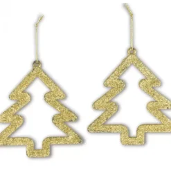Riffelmacher et Weinberger Décorations En Bois Pour Sapin De Noël|Pendentifs Sapin De Noël, Paillettes Dorees (Par 2)