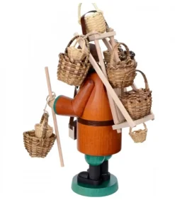 Richard Glasser, Pyramides de Noël allemandes Bonhommes Fumeurs D'Encens Allemand|Personnage Brule-Encens Vendeur De Paniers