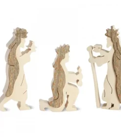 Waldfabrik, photophore en bois et étoile sapin de Noël Crèche De Noël Artisanale|Personnages Crèche De Noël, Les Trois Rois Mages, 10 Cm