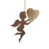 Waldfabrik, photophore en bois et étoile sapin de Noël Anges De Noël Pour Sapin|Petit Ange En Metal A Suspendre Et Coeur En Bois