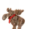 Waldfabrik, photophore en bois et étoile sapin de Noël Animaux En Bois|Petit Elan En Bois Avec Noeud Rouge 8 Cm