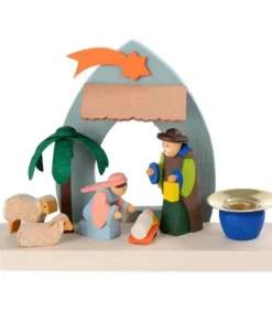 Graupner, décoration de sapin de Noël, Déco Noël enfant Crèche De Noël En Bois|Petite Crèche De Noël Pour Enfant Avec Bougeoir