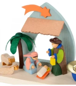 Graupner, décoration de sapin de Noël, Déco Noël enfant Crèche De Noël En Bois|Petite Crèche De Noël Pour Enfant Avec Bougeoir