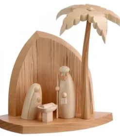 Schalling, crèche moderne Crèche De Noël Moderne|Petite Crèche Moderne En Bois Avec Un Palmier Et La Nativite