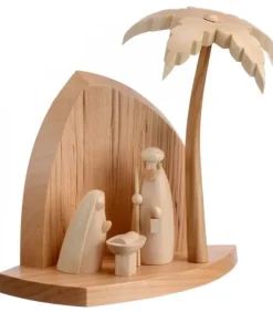 Schalling, crèche moderne Crèche De Noël Moderne|Petite Crèche Moderne En Bois Avec Un Palmier Et La Nativite