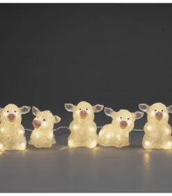Konstsmide, guirlandes lumineuses de Noël Oiseaux Lumineux Et Animaux Lumineux|Petits Cochons Lumineux En Acrylique Led 12,5 Cm, Lot De 5