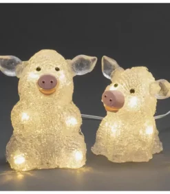 Konstsmide, guirlandes lumineuses de Noël Oiseaux Lumineux Et Animaux Lumineux|Petits Cochons Lumineux En Acrylique Led 12,5 Cm, Lot De 5