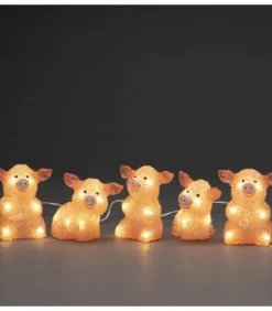 Konstsmide, guirlandes lumineuses de Noël Oiseaux Lumineux Et Animaux Lumineux|Petits Cochons Roses Lumineux En Acrylique Led 12,5 Cm, Lot De 5