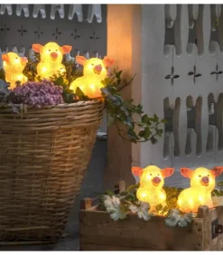 Konstsmide, guirlandes lumineuses de Noël Oiseaux Lumineux Et Animaux Lumineux|Petits Cochons Roses Lumineux En Acrylique Led 12,5 Cm, Lot De 5