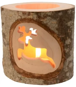 Waldfabrik, photophore en bois et étoile sapin de Noël Photophore Bois|Photophore En Bois Avec 2 Motifs En Bois Cisele, Renne
