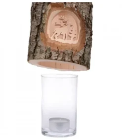 Waldfabrik, photophore en bois et étoile sapin de Noël Photophore Bois|Photophore En Bois Cisele, Cerf En Foret
