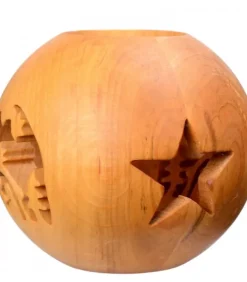 Waldfabrik, photophore en bois et étoile sapin de Noël Photophore Bois|Photophore En Bois, Forme Spherique, Motif Crèche