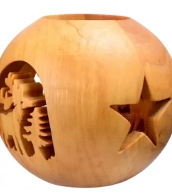 Waldfabrik, photophore en bois et étoile sapin de Noël Photophore Bois|Photophore En Bois Forme Spherique, Motif Cerf En Foret