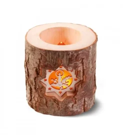 Waldfabrik, photophore en bois et étoile sapin de Noël Photophore Bois|Photophore En Rondin De Bois, 2 Motifs Crèche Et Bougie