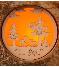 Waldfabrik, photophore en bois et étoile sapin de Noël Photophore Bois|Photophore En Rondin De Bois, 1 Motif Animaux De La Foret