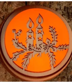 Waldfabrik, photophore en bois et étoile sapin de Noël Photophore Bois|Photophore Rondin De Bois, Avec 3 Motifs Crèche, Père Noël Et Bougies