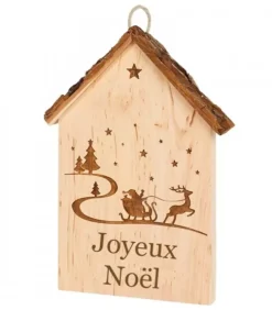 Waldfabrik, photophore en bois et étoile sapin de Noël Objet Déco Bois|Plaque De Porte En Bois A Suspendre "Joyeux Noël"