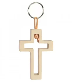Waldfabrik, photophore en bois et étoile sapin de Noël Porte-Clés En Bois|Porte-Clef En Bois Avec Croix Découpee, 5 Cm