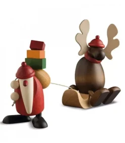 Köhler, Père Noël en bois Père Noël En Bois|Père Noël En Bois Avec Elan Sur Luge
