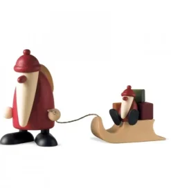 Köhler, Père Noël en bois Père Noël En Bois|Père Noël En Bois Et Enfant Sur Luge