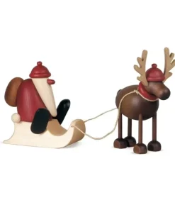 Köhler, Père Noël en bois Père Noël En Bois|Père Noël En Bois Sur Luge Et Renne