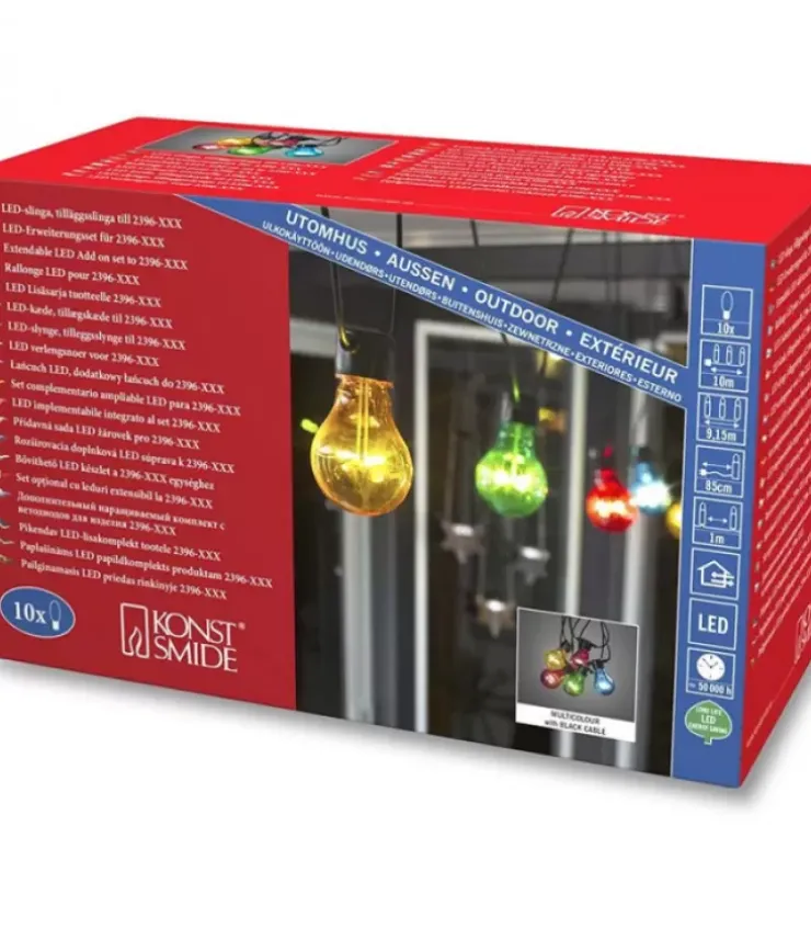 Konstsmide, guirlandes lumineuses de Noël Guirlande Lumineuse Extérieur|Rallonge 10 M Pour Guirlande Lumineuse De Terrasse, 10 Ampoules Multicolores