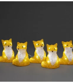 Konstsmide, guirlandes lumineuses de Noël Oiseaux Lumineux Et Animaux Lumineux|Renards Lumineux Acryliques Led Assis, Lot De 5, 12 Cm
